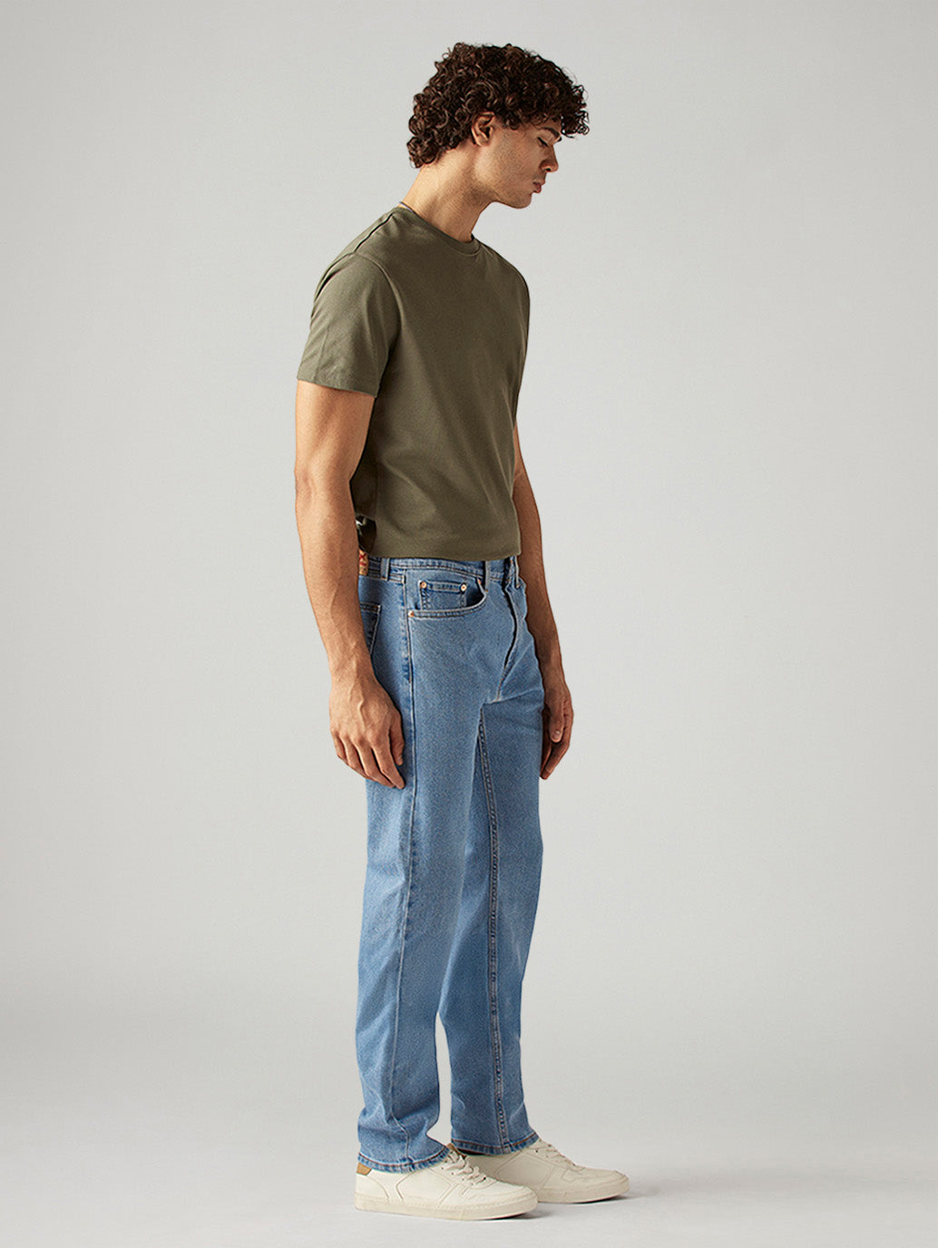 Men's 505 Light Blue Straight Fit Mid Rise Jeans - Side View
