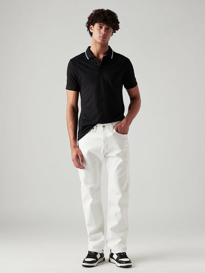 Men's 505 White Straight Fit Mid Rise Jeans