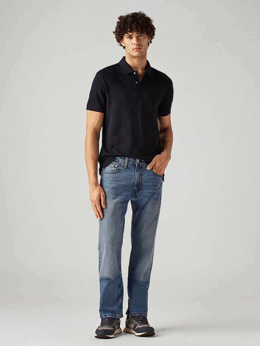 Men's 505 Blue Straight Fit Mid Rise Jeans - Styleshot View