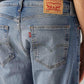 Men's 505 Blue Straight Fit Mid Rise Jeans - Detail View