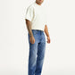 Men's 505 Blue Straight Fit Mid Rise Jeans - Side View