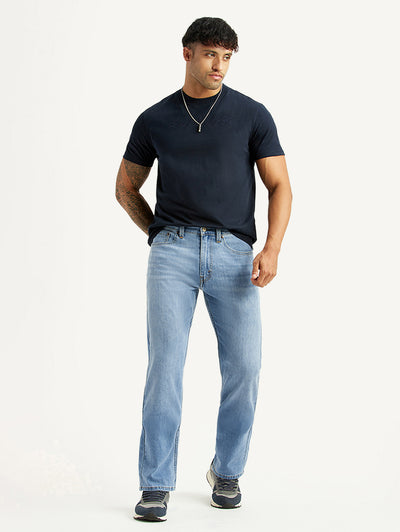 Men's 505 Light Blue Straight Fit Mid Rise Jeans-image-20