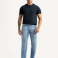 Men's 505 Light Blue Straight Fit Mid Rise Linen Jeans - Front View