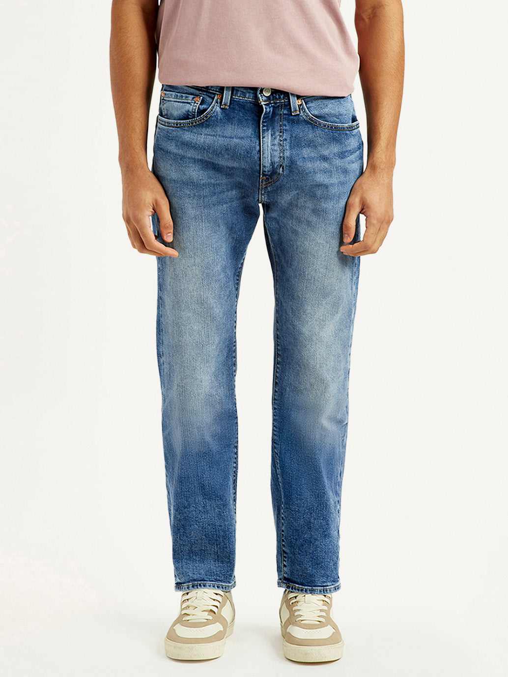 Men's 505 Blue Straight Fit Mid Rise Jeans - Front View