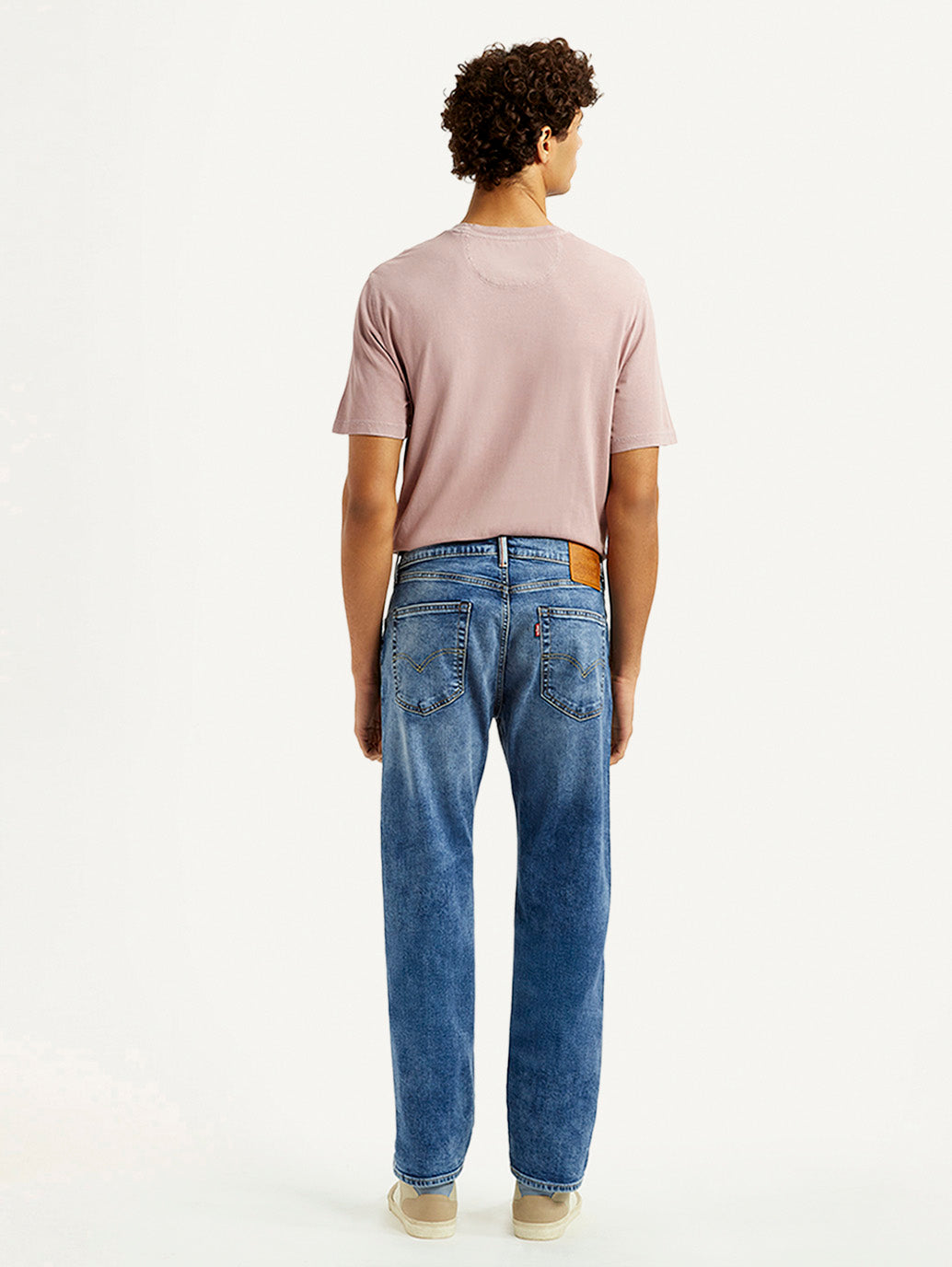 Men's 505 Blue Straight Fit Mid Rise Jeans - Back View