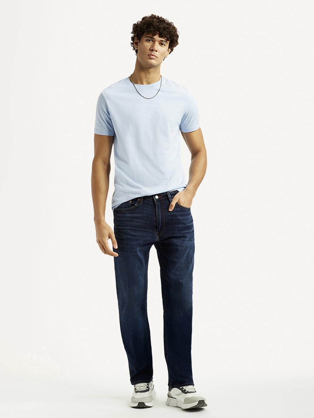 Men's 505 Dark Blue Straight Fit Mid Rise Jeans