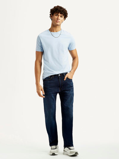 levi's Men's 505 Dark Blue Straight Fit Mid Rise Jeans-picture-13