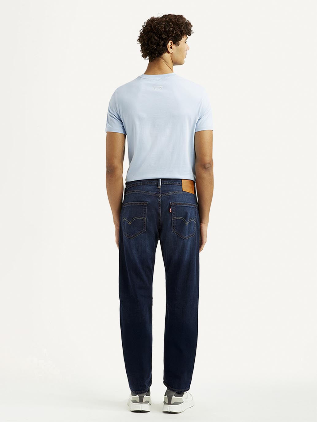 Men's 505 Dark Blue Straight Fit Mid Rise Jeans - Back View