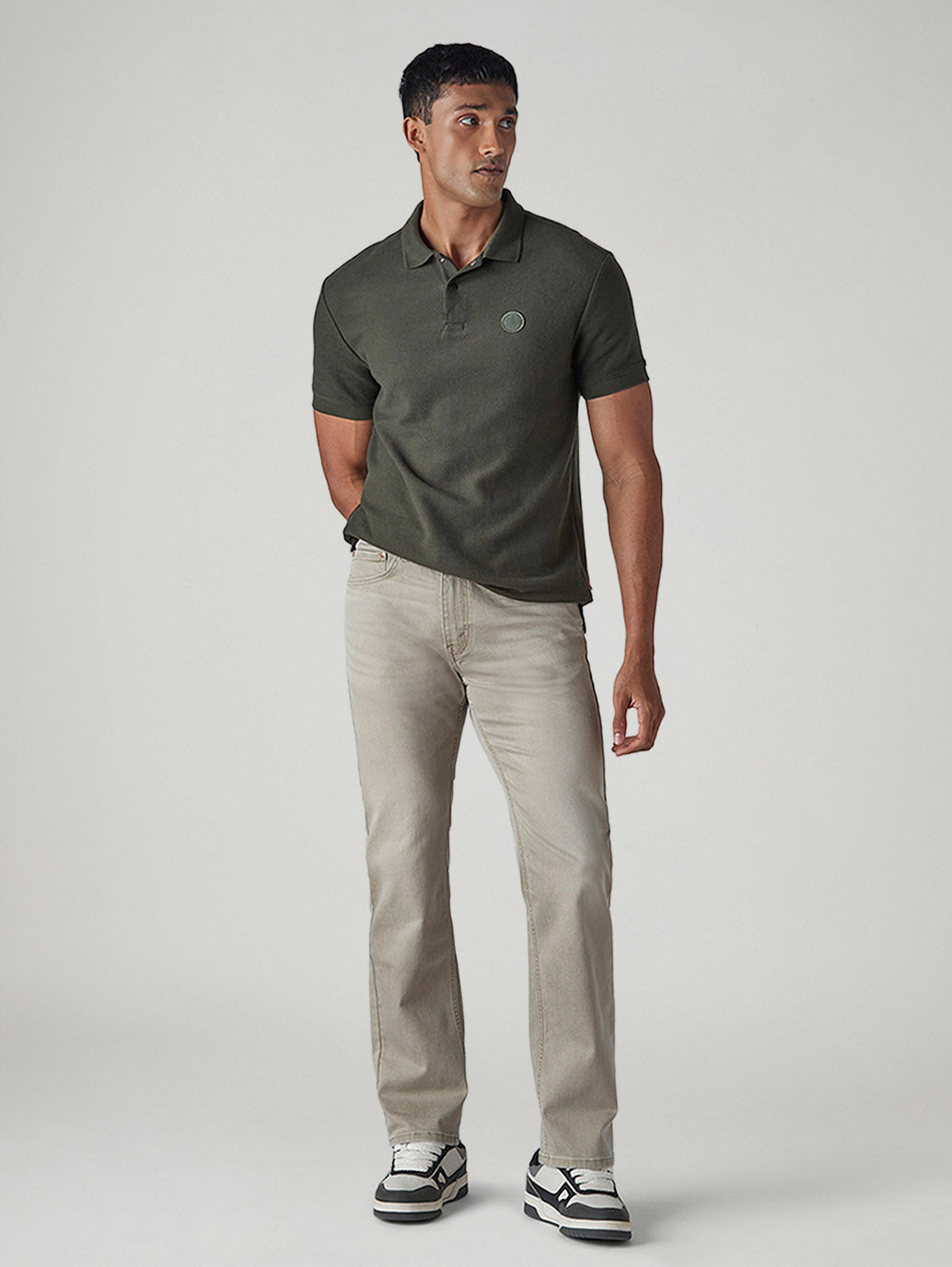 Men's 505 Light Grey Straight Fit Mid Rise Overdyed Jeans - Styleshot View