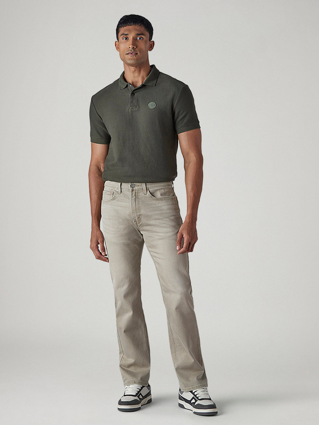 Men's 505 Light Grey Straight Fit Mid Rise Overdyed Jeans