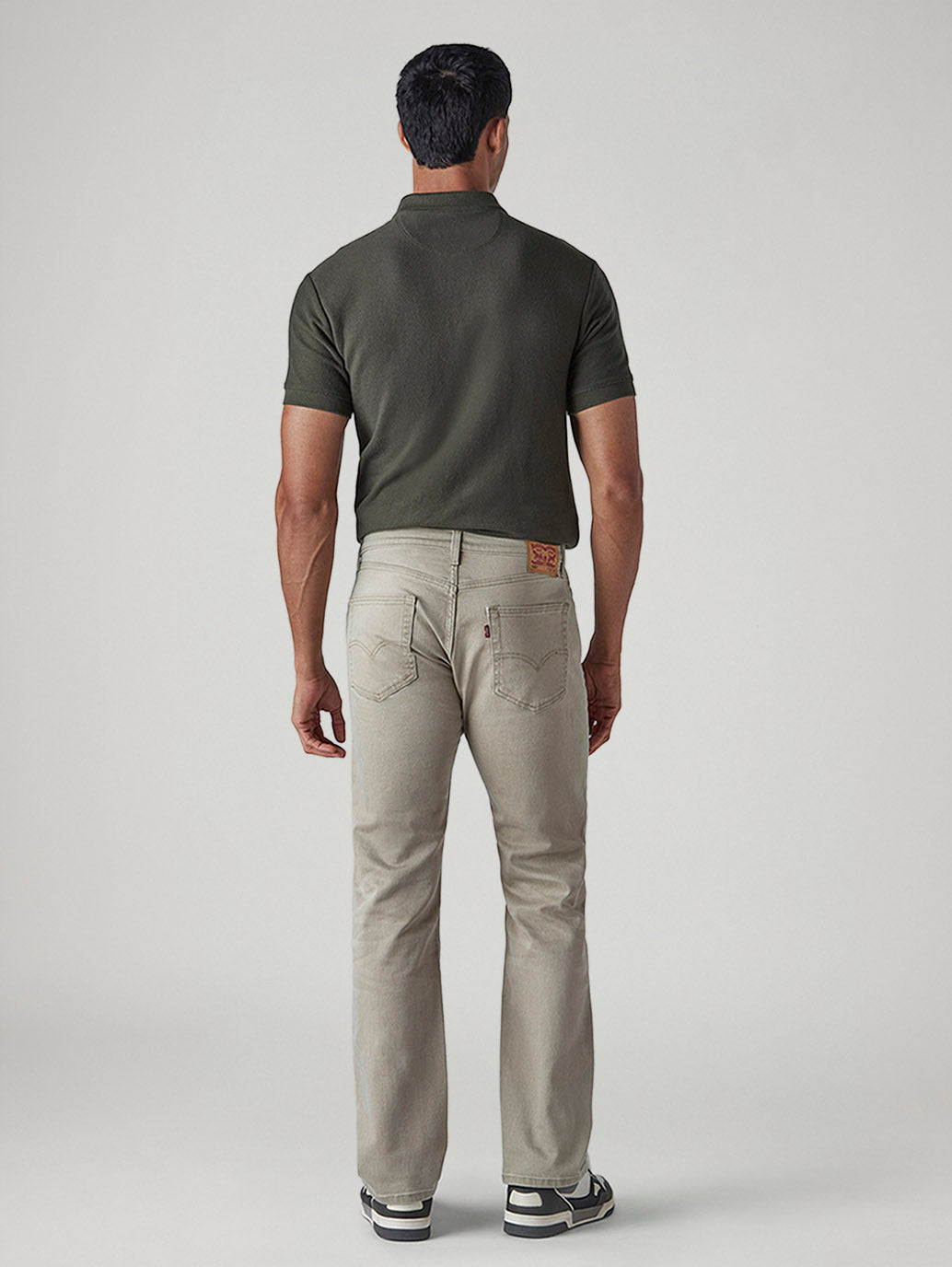 Men's 505 Light Grey Straight Fit Mid Rise Overdyed Jeans - Back View
