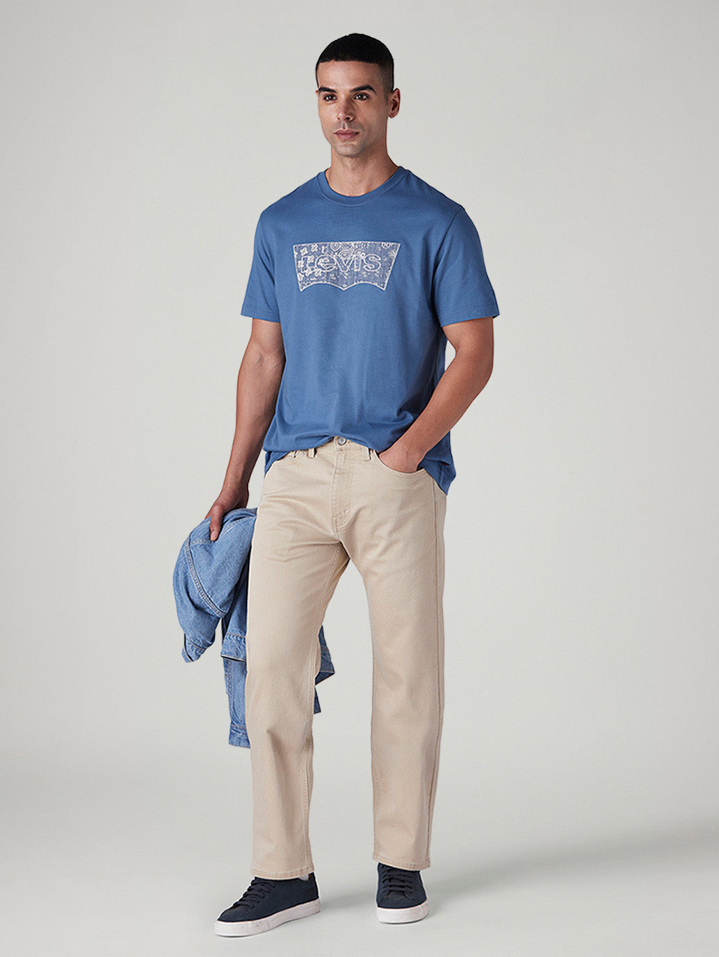 Men's 505 Beige Straight Fit Mid Rise Overdyed Jeans