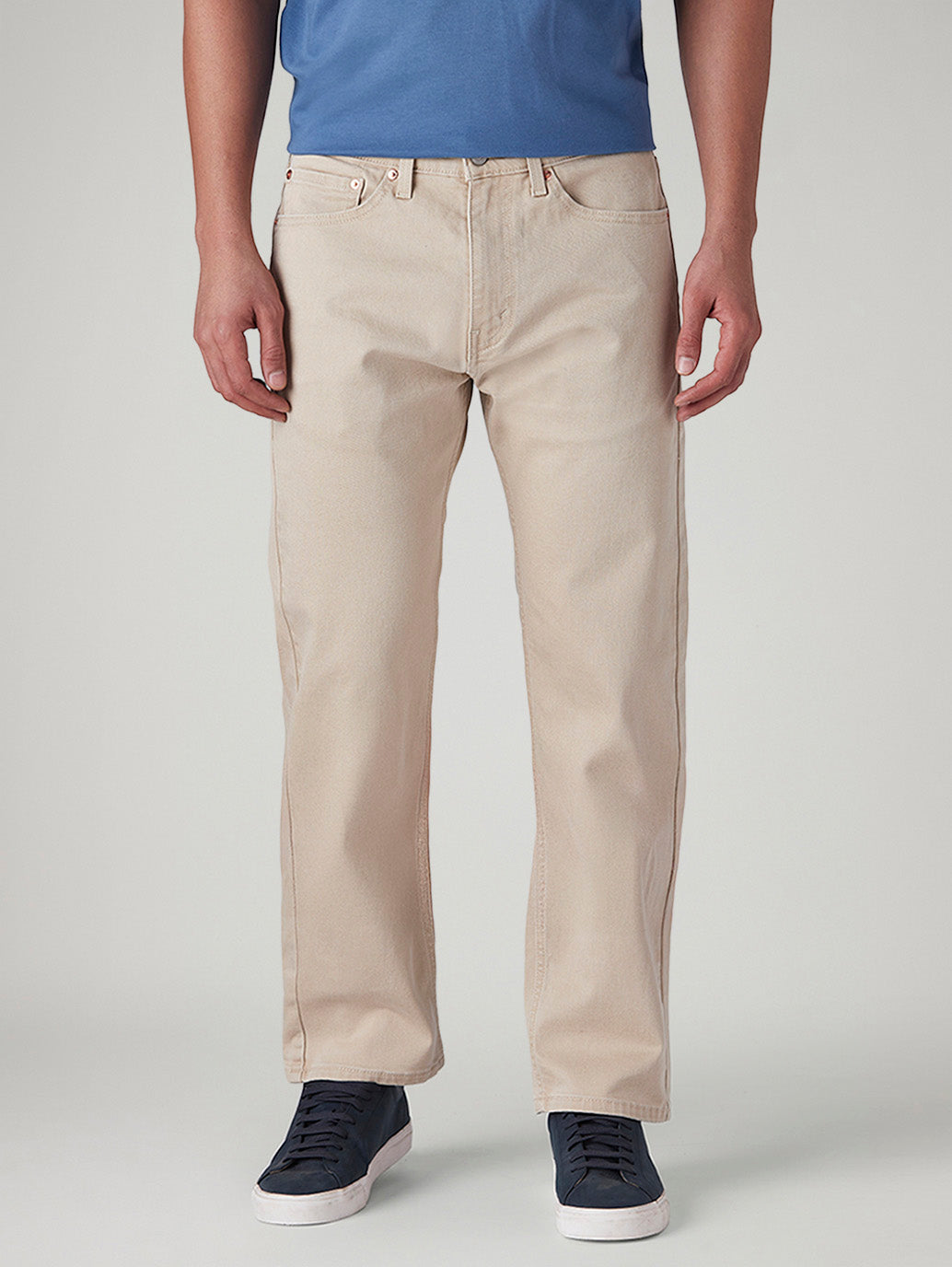 Men's 505 Beige Straight Fit Mid Rise Overdyed Jeans - Front View