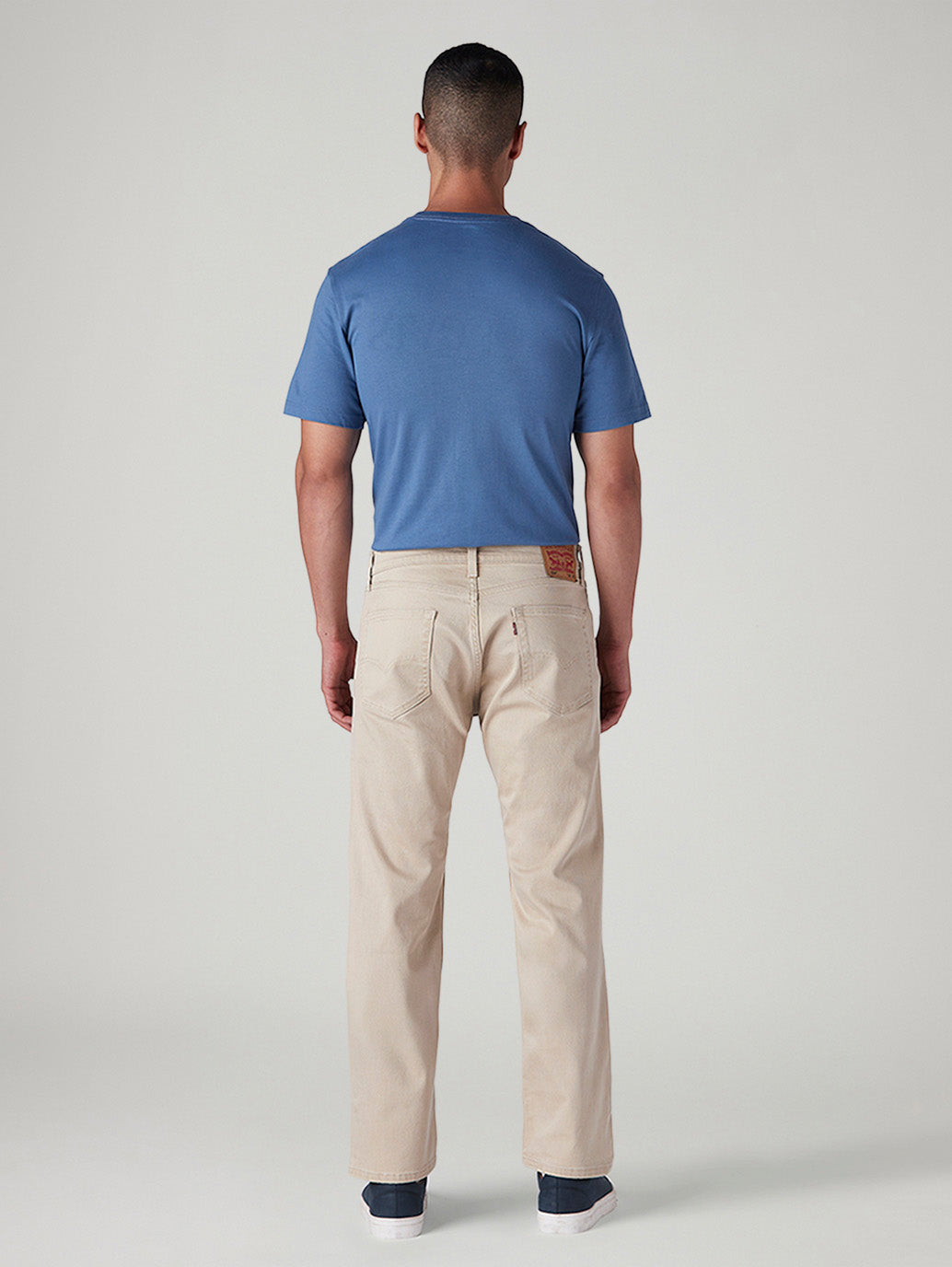 Men's 505 Beige Straight Fit Mid Rise Overdyed Jeans - Back View