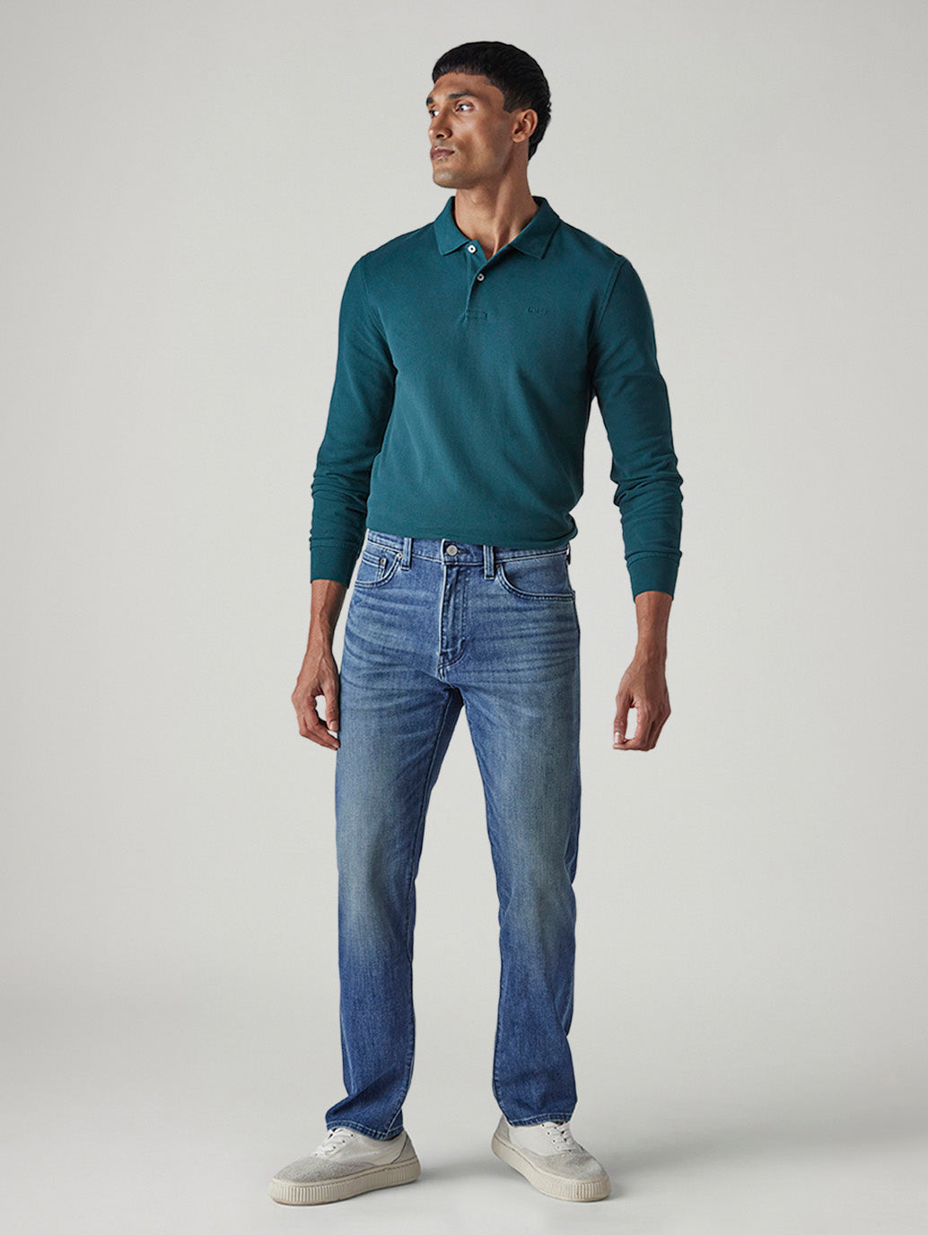 Men's 505 Tinted Med Indigo Straight Fit Mid Rise Bi-Stretch Jeans - Front View