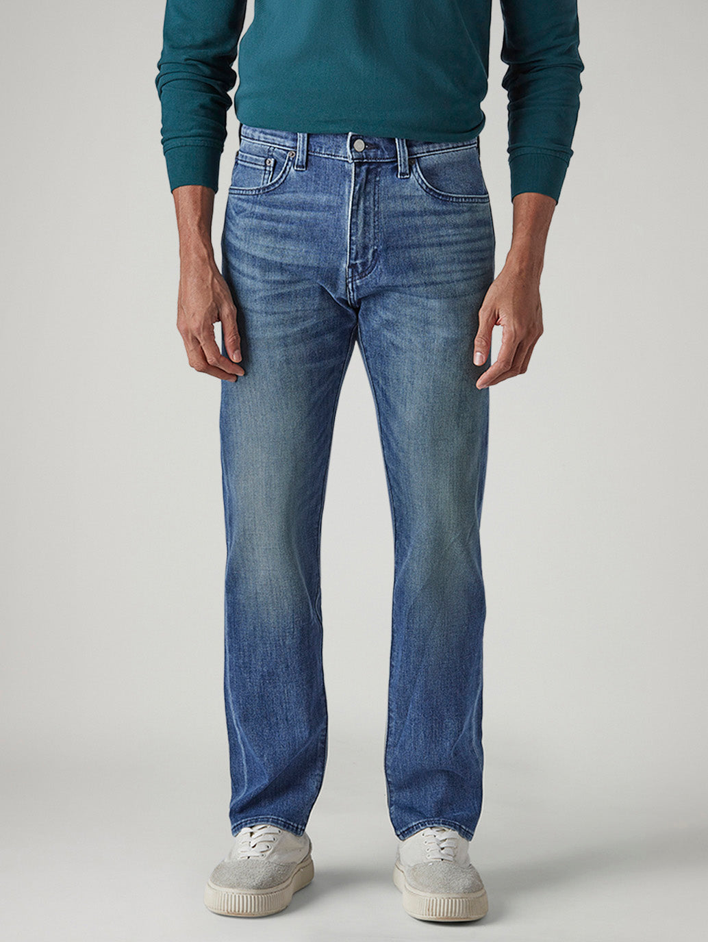 Men's 505 Tinted Med Indigo Straight Fit Mid Rise Bi-Stretch Jeans - Front View
