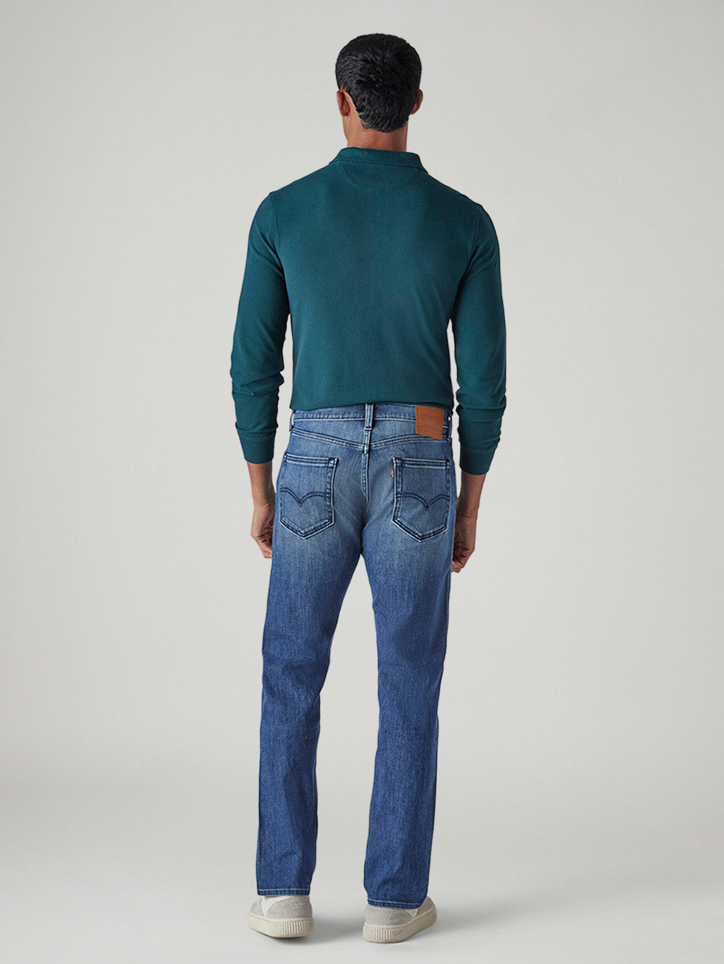 Men's 505 Tinted Med Indigo Straight Fit Mid Rise Bi-Stretch Jeans - Back View