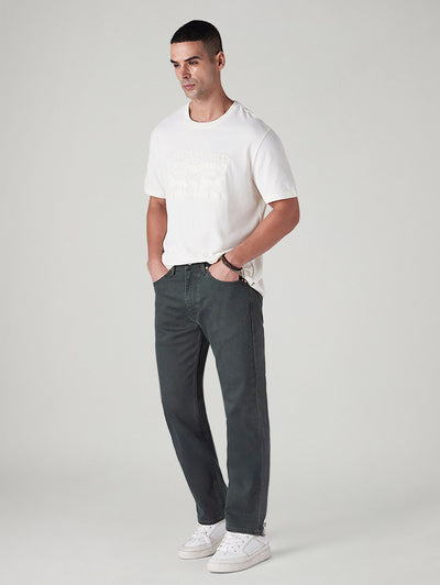 Men's 505 Charcoal Grey Straight Fit Mid Rise Overdyed Jeans-image-26
