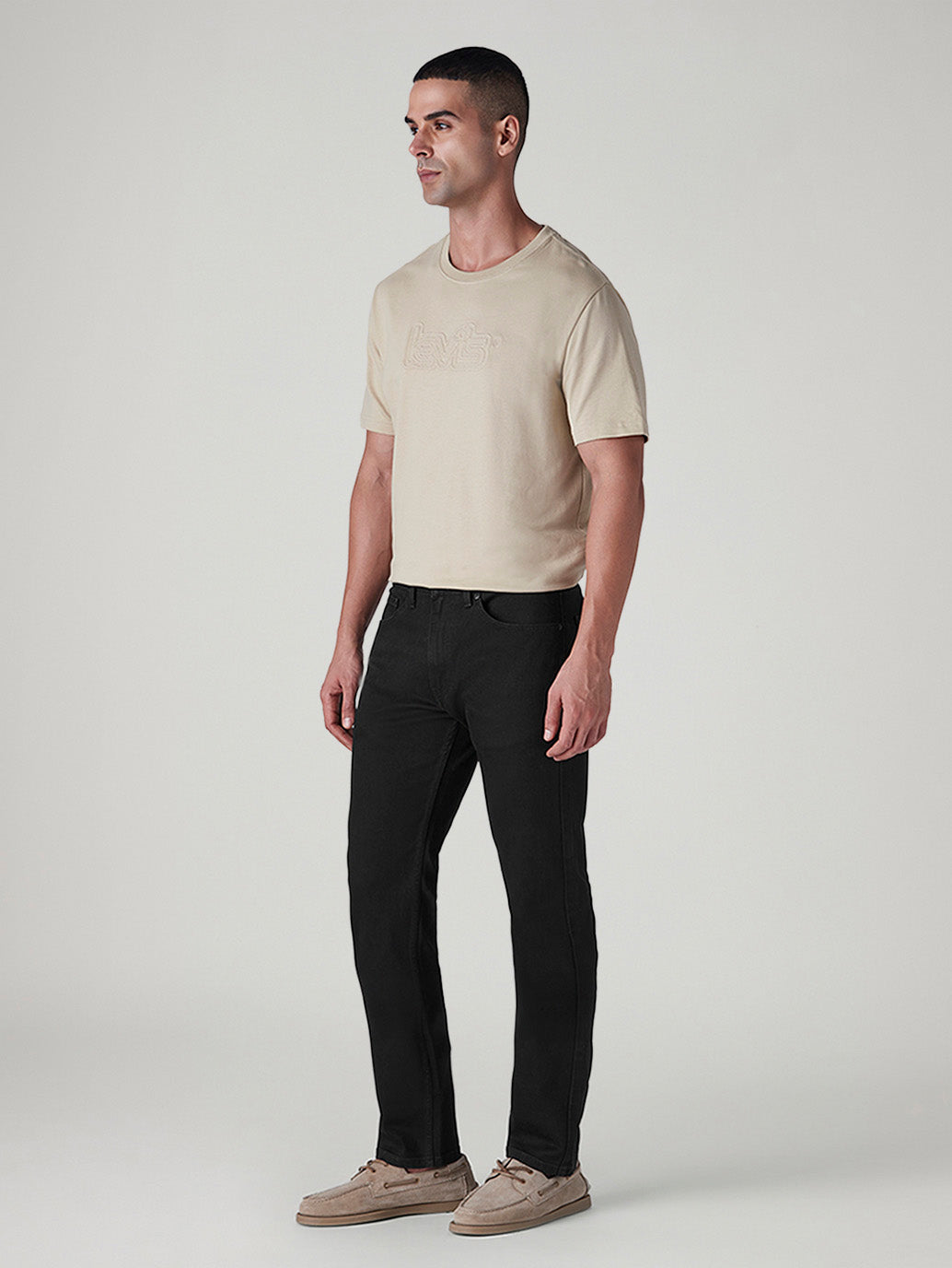 Men's 505 Black Straight Fit Mid Rise Kooltex Jeans - Styleshot View