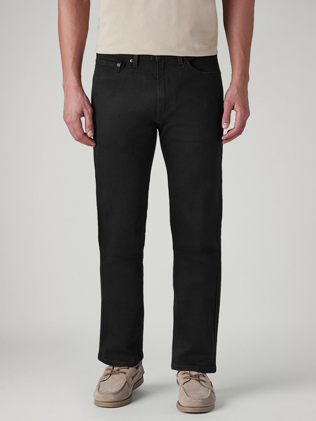 Men's 505 Black Straight Fit Mid Rise Kooltex Jeans - Front View