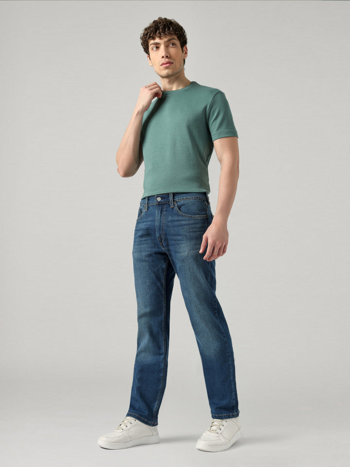 Men's 505 Blue Straight Fit Mid Rise Jeans