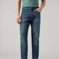 Men's 505 Blue Straight Fit Mid Rise Jeans - Front View