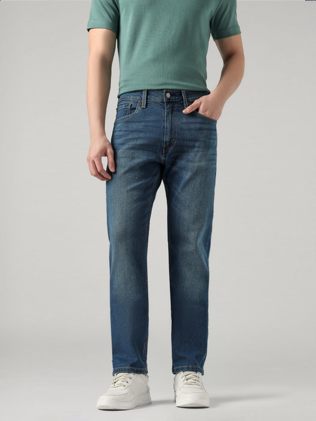 Men's 505 Blue Straight Fit Mid Rise Jeans - Front View