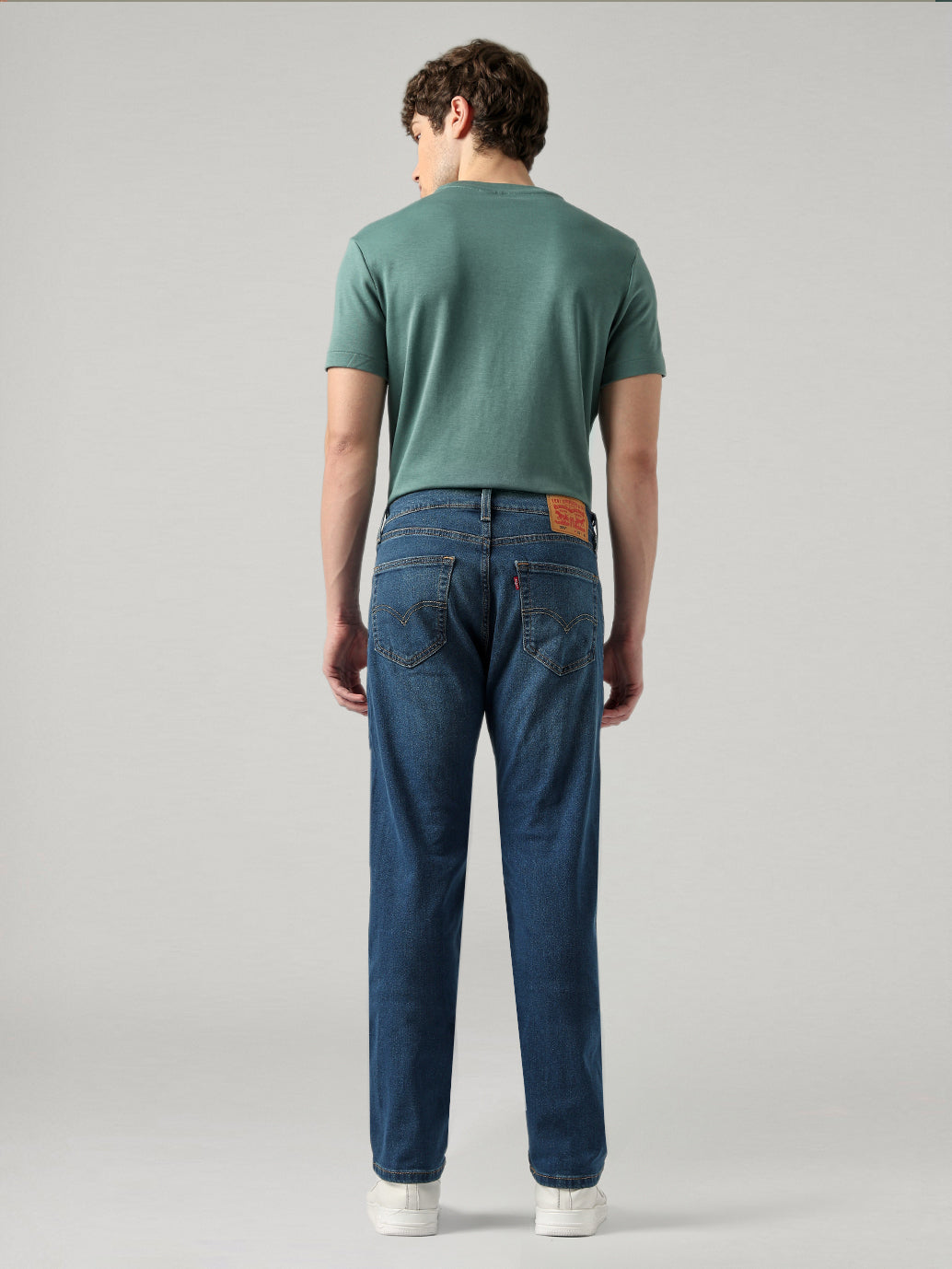 Men's 505 Blue Straight Fit Mid Rise Jeans - Back View