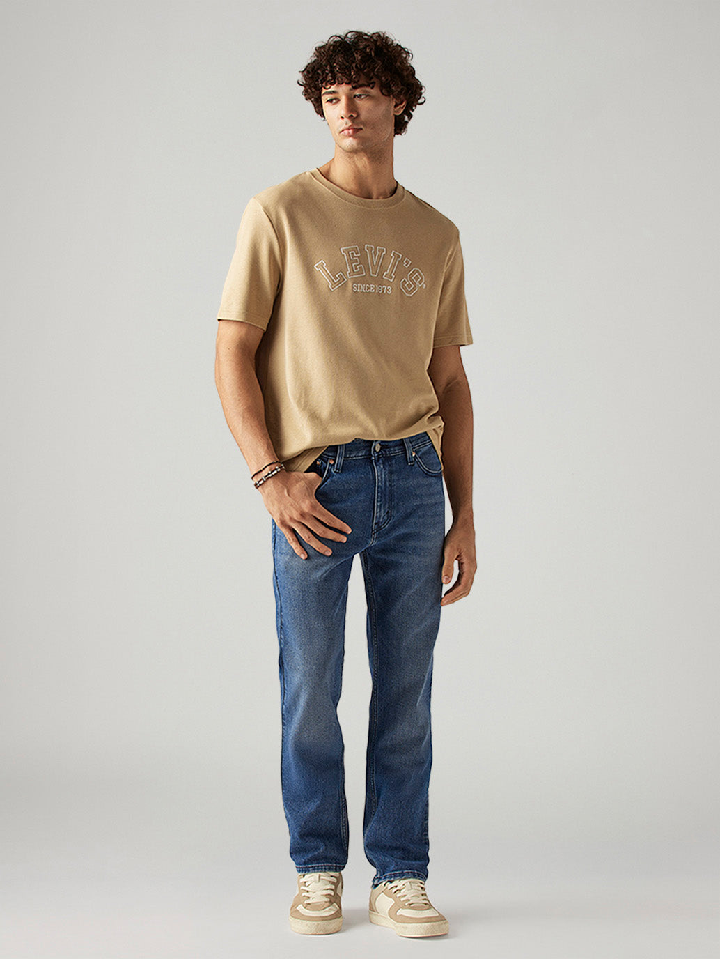 Men's 505 Blue Straight Fit Hyper Stretch Jeans - Styleshot View