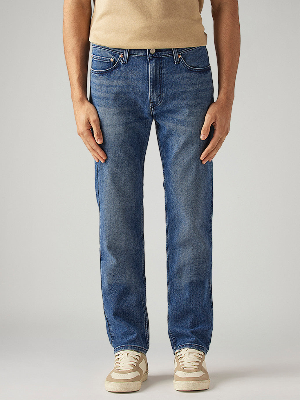 Men's 505 Blue Straight Fit Hyper Stretch Jeans - Front View