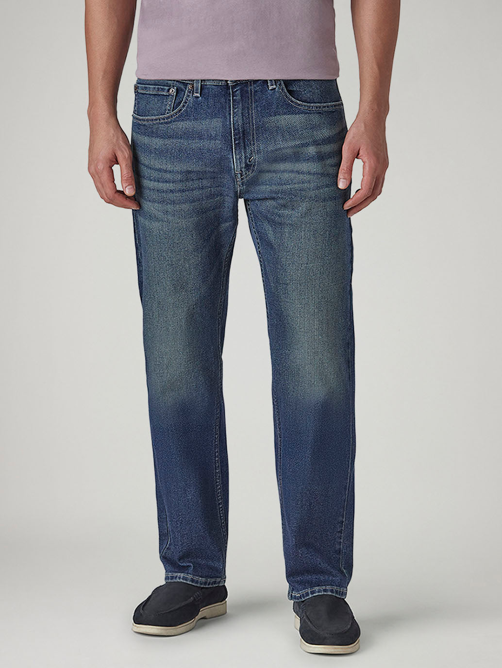 Men's 505 Tinted Dark Indigo Straight Fit Mid Rise Jeans - Front View