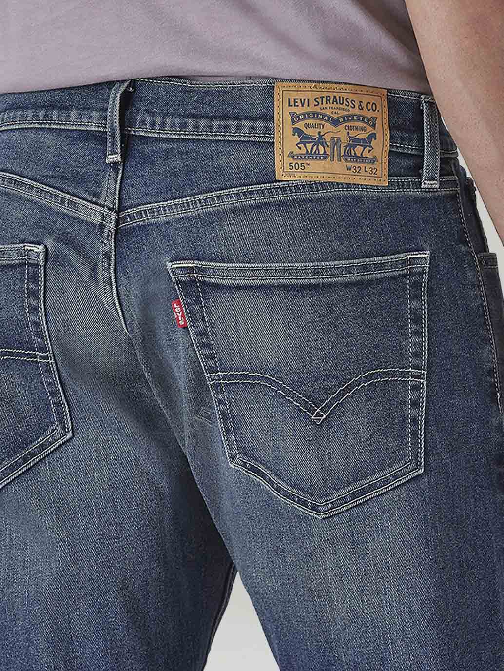 Men's 505 Tinted Dark Indigo Straight Fit Mid Rise Jeans - Detail View