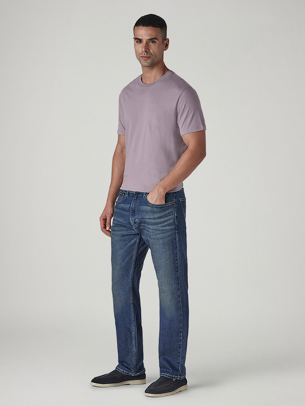 Men's 505 Tinted Dark Indigo Straight Fit Mid Rise Jeans - Side View