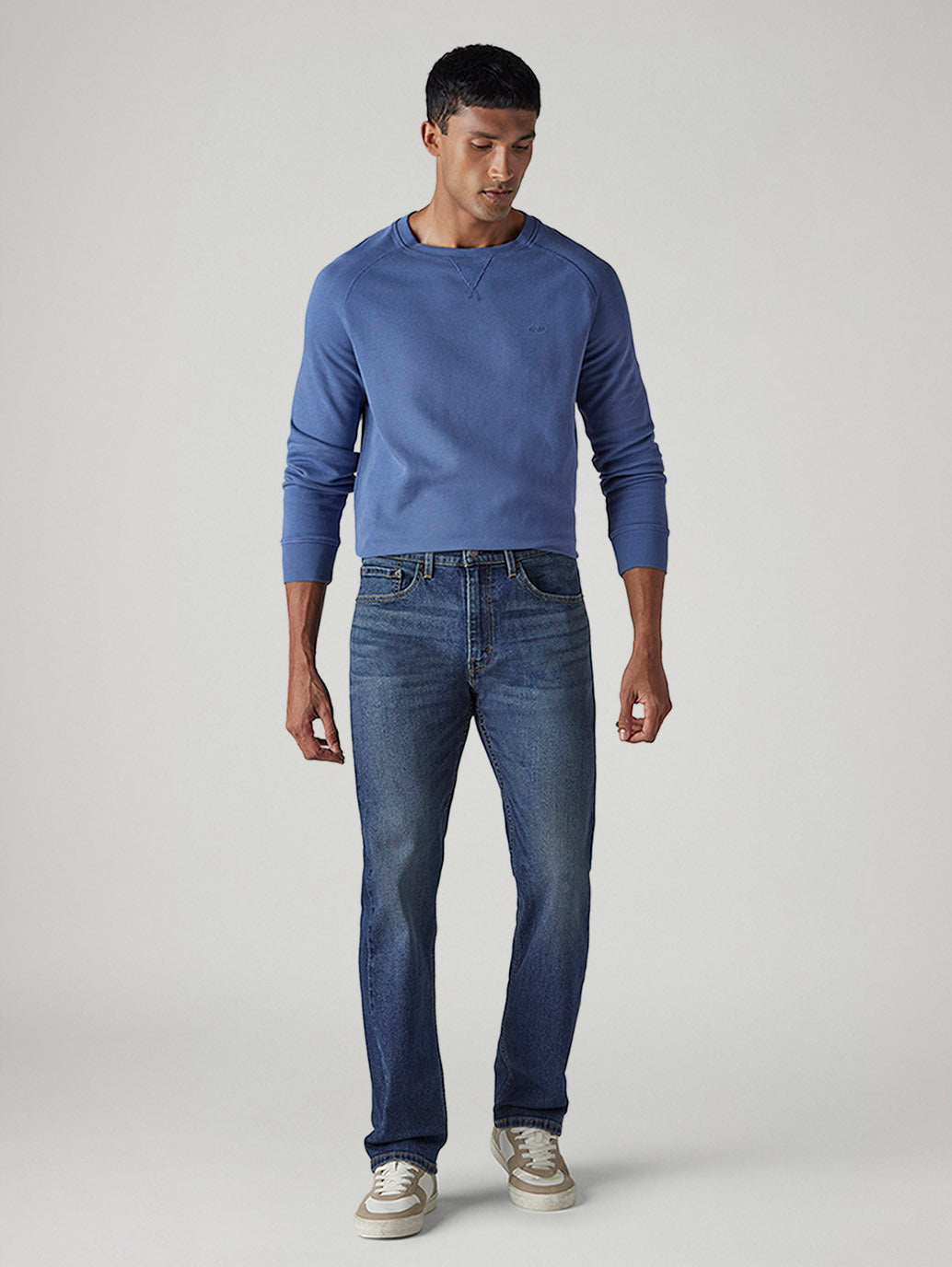 Men's 505 Dark Indigo Straight Fit Mid Rise Jeans - Front View
