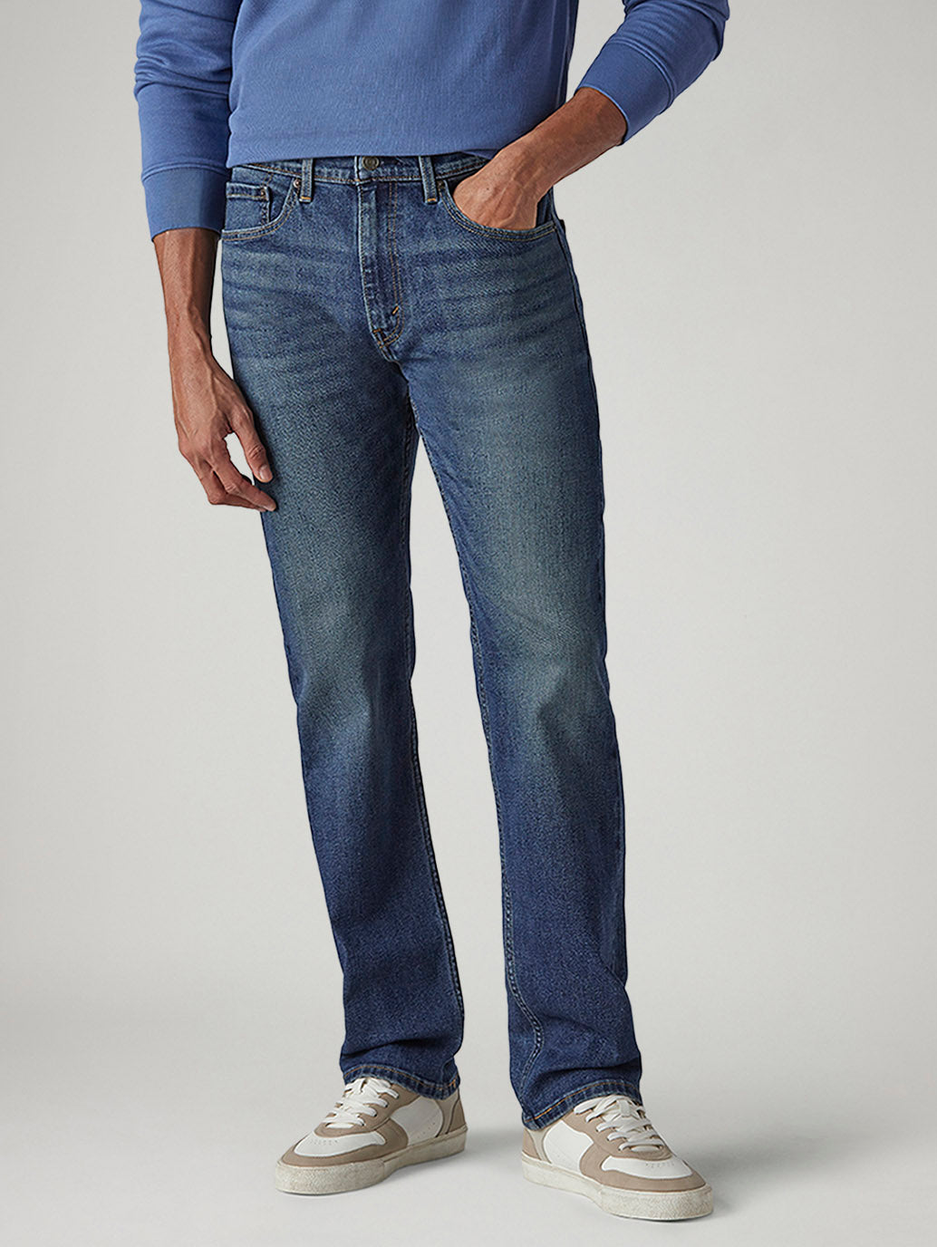 Men's 505 Dark Indigo Straight Fit Mid Rise Jeans - Front View
