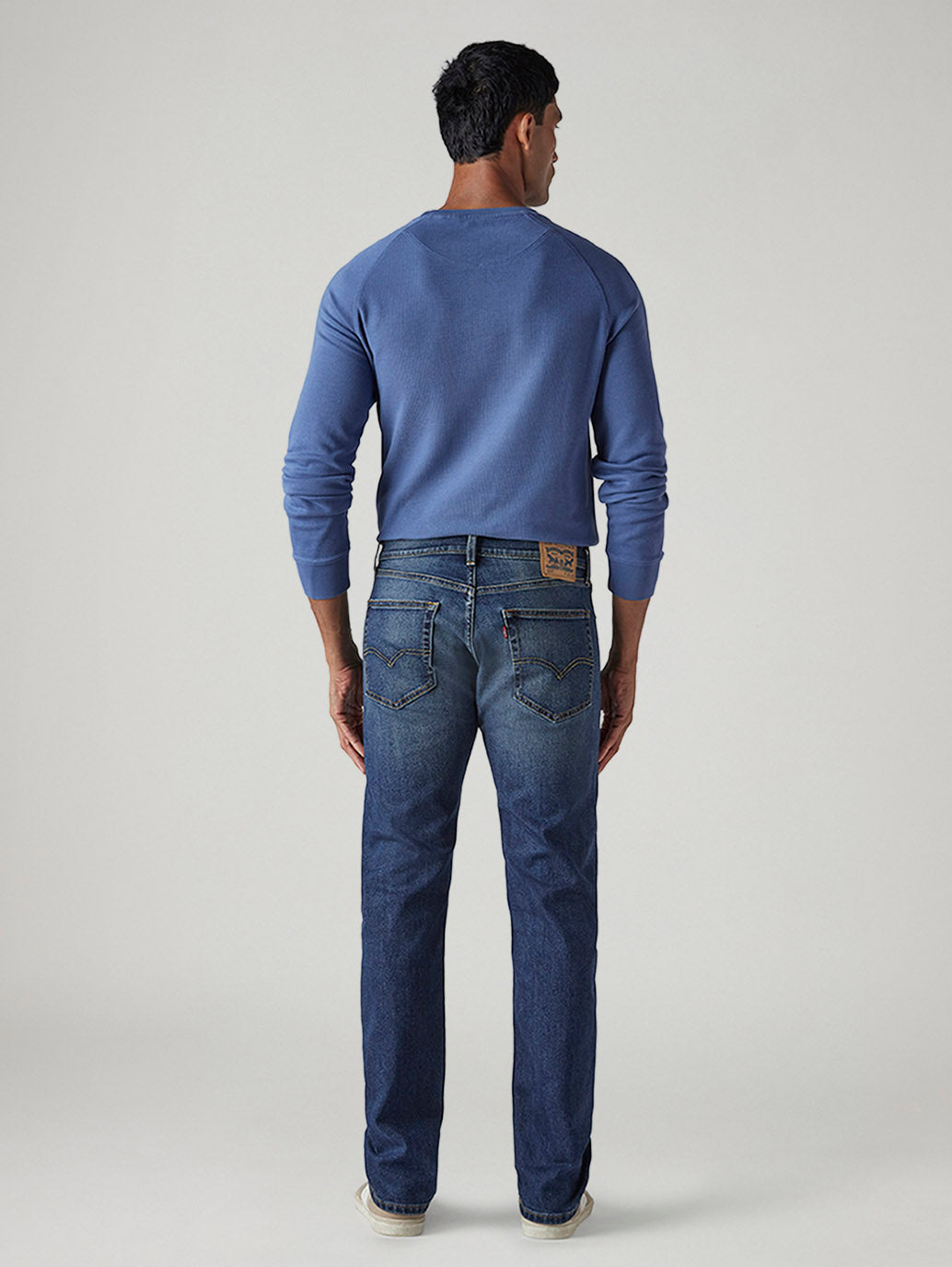 Men's 505 Dark Indigo Straight Fit Mid Rise Jeans - Back View