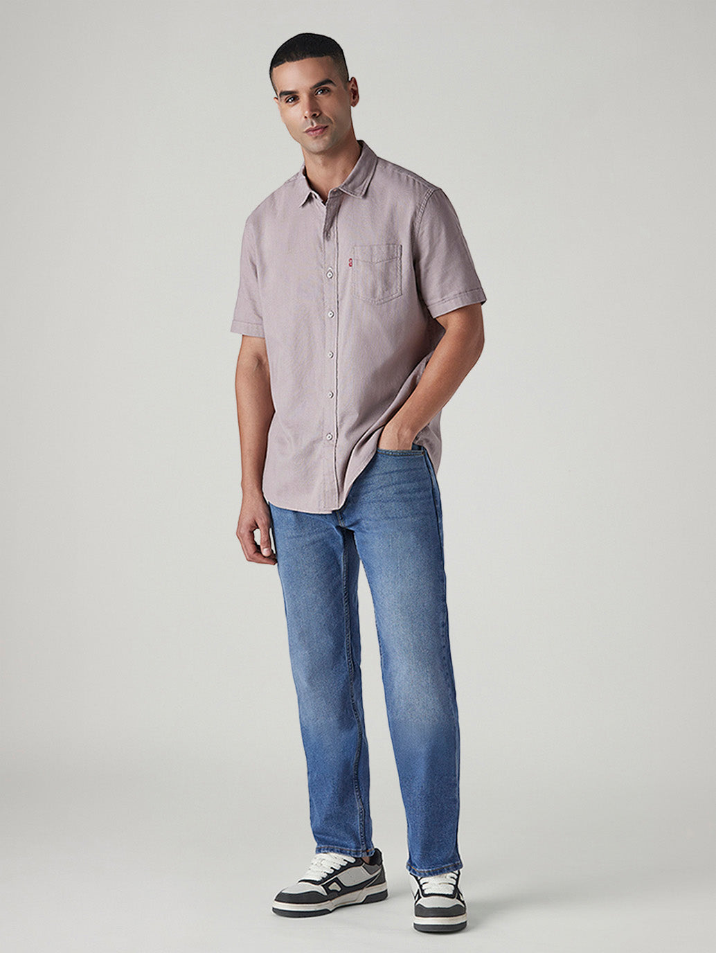Men's 505 Blue Straight Fit Mid Rise Jeans