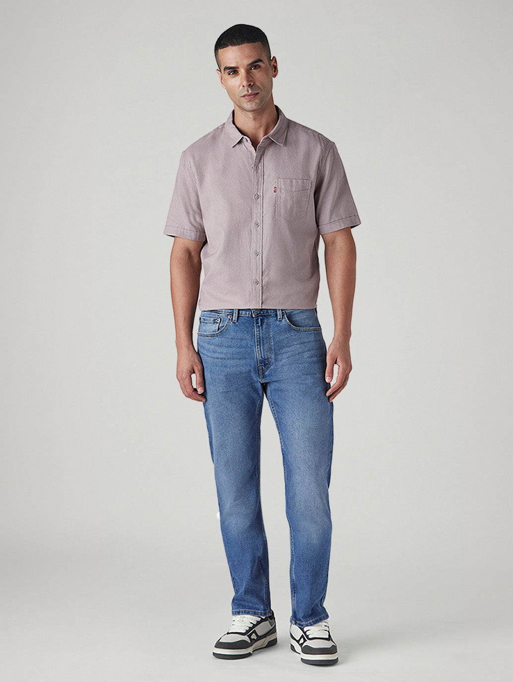Men's 505 Blue Straight Fit Mid Rise Jeans - Front View