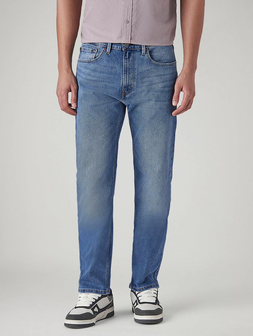 Men's 505 Blue Straight Fit Mid Rise Jeans - Front View
