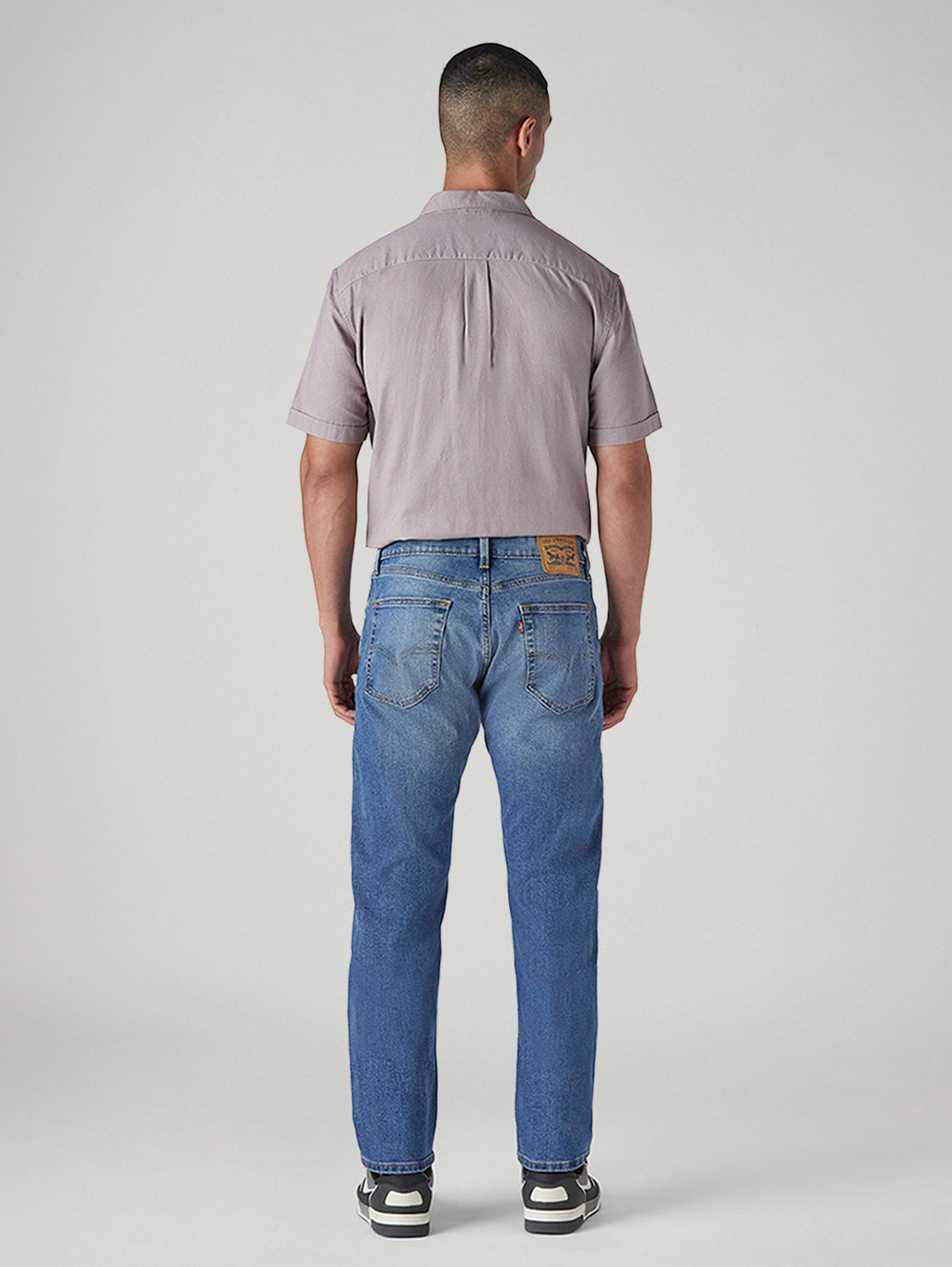Men's 505 Blue Straight Fit Mid Rise Jeans - Back View