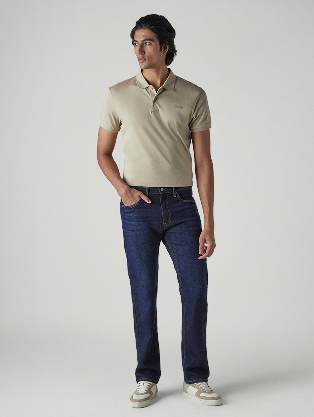 Men's 505 Dark Indigo Straight Fit Mid Rise Jeans - Front View