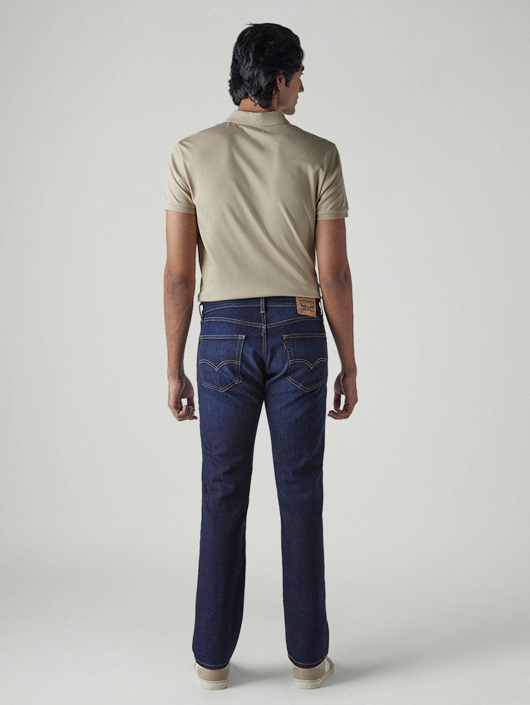 Men's 505 Dark Indigo Straight Fit Mid Rise Jeans - Back View