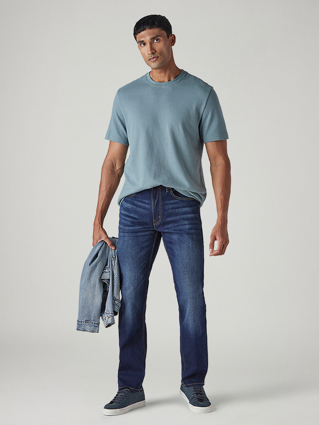Men's 505 Dark Blue Straight Fit Mid Rise Jeans