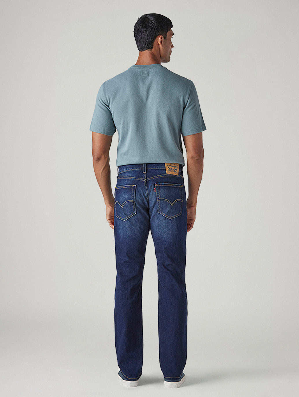 Men's 505 Dark Blue Straight Fit Mid Rise Jeans - Back View