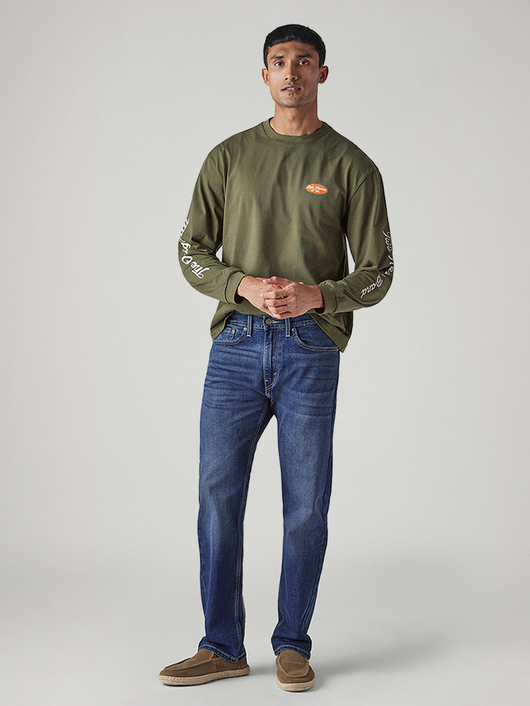 Men's 505 Dark Indigo Straight Fit Mid Rise Jeans - Front View