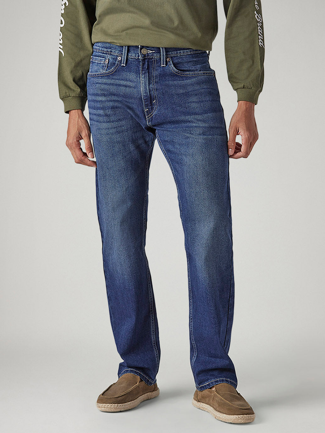 Men's 505 Dark Indigo Straight Fit Mid Rise Jeans - Front View