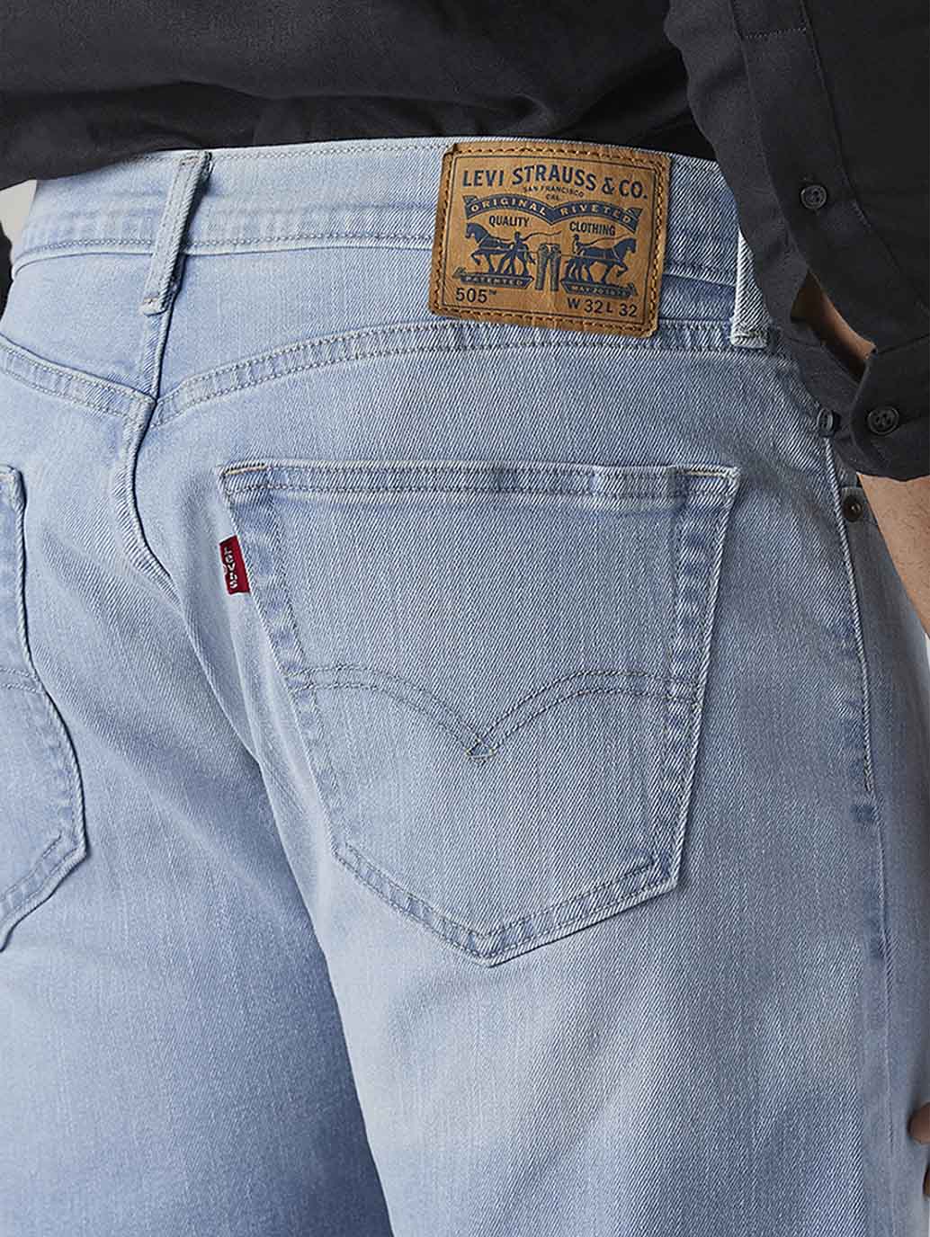 Men's 505 Light Indigo Straight Fit Mid Rise Jeans - Detail View