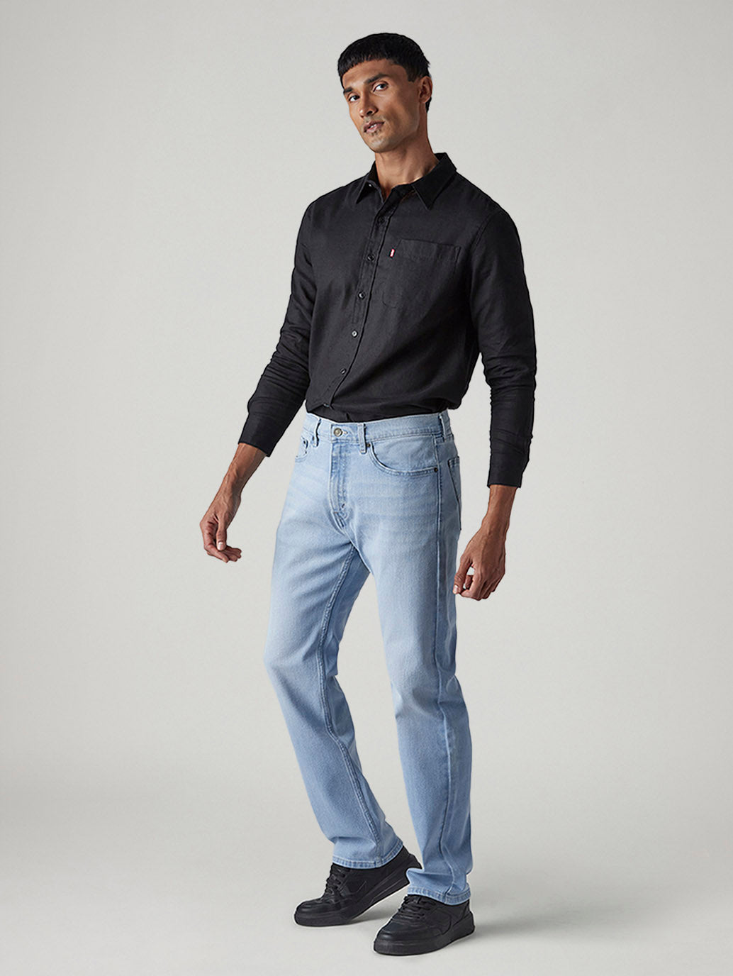 Men's 505 Light Indigo Straight Fit Mid Rise Jeans - Side View