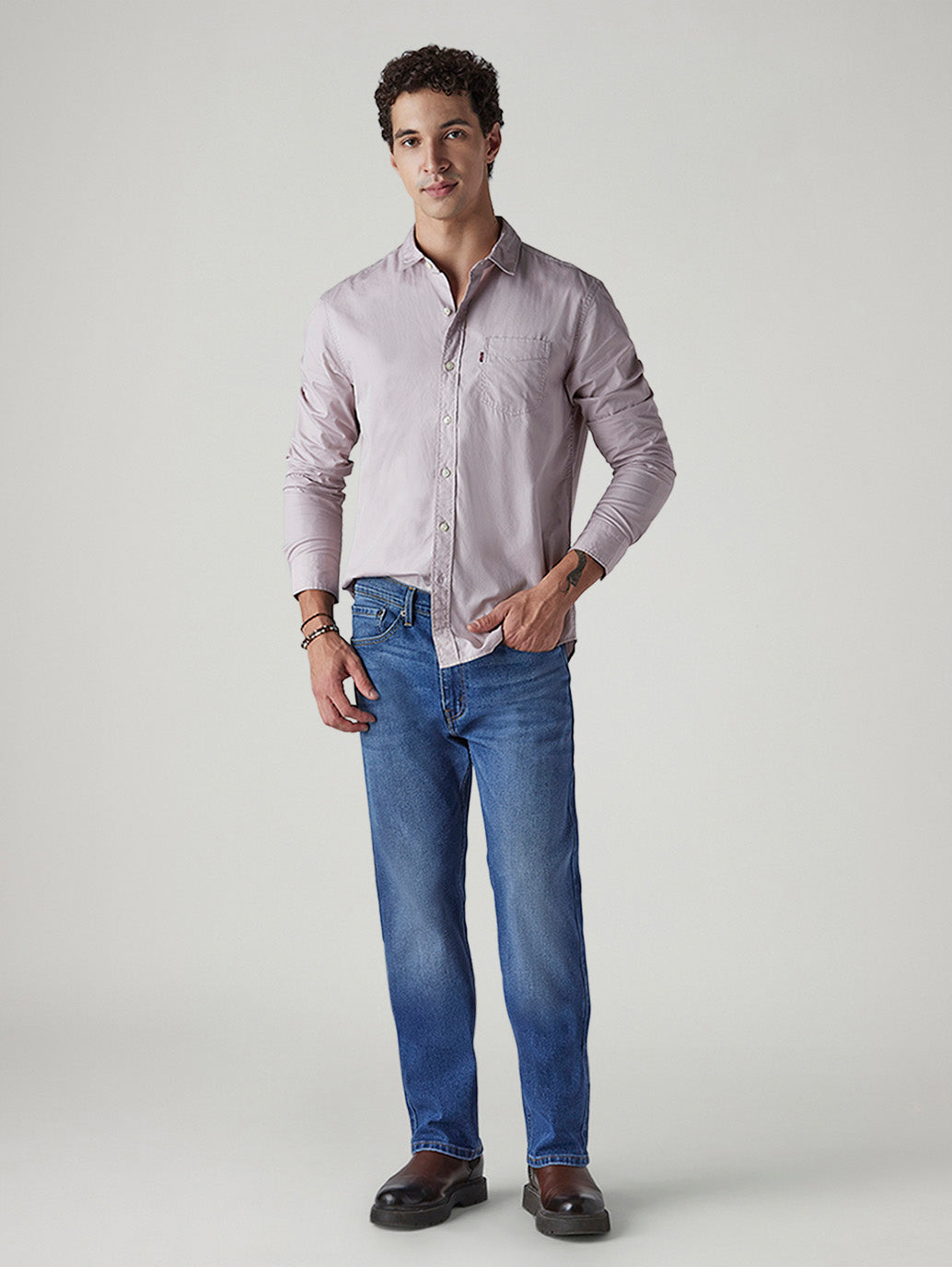 Men's 505 Med Indigo Straight Fit Mid Rise Jeans