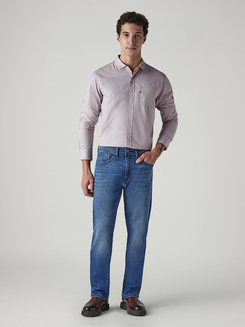 Men's 505 Med Indigo Straight Fit Mid Rise Jeans - Front View